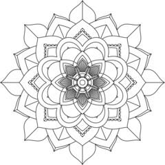 Easy Mandala coloring book simple and basic for beginners, seniors and children. Set of Mehndi flower pattern for Henna drawing and tattoo. Decoration in ethnic oriental, Indian style.