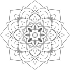 Easy Mandala coloring book simple and basic for beginners, seniors and children. Set of Mehndi flower pattern for Henna drawing and tattoo. Decoration in ethnic oriental, Indian style.