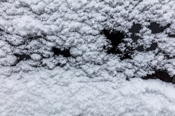 Snow on auto glass as background.