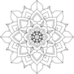 Easy Mandala coloring book simple and basic for beginners, seniors and children. Set of Mehndi flower pattern for Henna drawing and tattoo. Decoration in ethnic oriental, Indian style.
