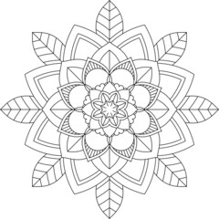 Easy Mandala coloring book simple and basic for beginners, seniors and children. Set of Mehndi flower pattern for Henna drawing and tattoo. Decoration in ethnic oriental, Indian style.
