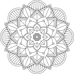 Easy Mandala coloring book simple and basic for beginners, seniors and children. Set of Mehndi flower pattern for Henna drawing and tattoo. Decoration in ethnic oriental, Indian style.