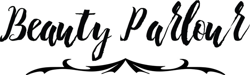 Beauty Parlour Bold Calligraphy Black Color Text On White Background