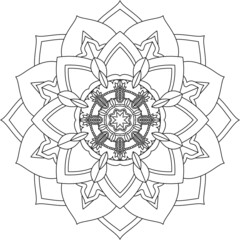Easy Mandala coloring book simple and basic for beginners, seniors and children. Set of Mehndi flower pattern for Henna drawing and tattoo. Decoration in ethnic oriental, Indian style.