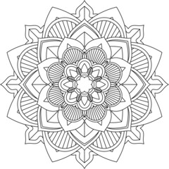Easy Mandala coloring book simple and basic for beginners, seniors and children. Set of Mehndi flower pattern for Henna drawing and tattoo. Decoration in ethnic oriental, Indian style.