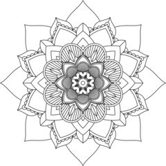 Easy Mandala coloring book simple and basic for beginners, seniors and children. Set of Mehndi flower pattern for Henna drawing and tattoo. Decoration in ethnic oriental, Indian style.