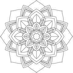 Easy Mandala coloring book simple and basic for beginners, seniors and children. Set of Mehndi flower pattern for Henna drawing and tattoo. Decoration in ethnic oriental, Indian style.