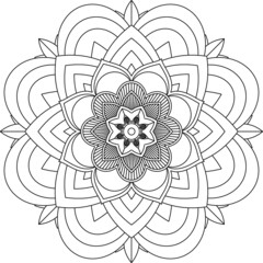 Easy Mandala coloring book simple and basic for beginners, seniors and children. Set of Mehndi flower pattern for Henna drawing and tattoo. Decoration in ethnic oriental, Indian style.