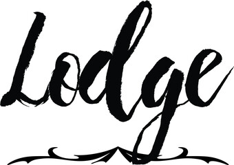 Lodge Bold Calligraphy Black Color Text On White Background