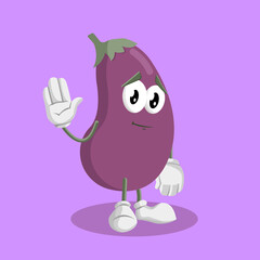  Eggplant Logo mascot goodbye pose