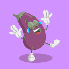 Eggplant Logo mascot happy pose