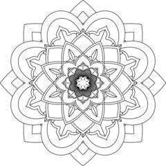 Fototapeta premium Easy Mandala coloring book simple and basic for beginners, seniors and children. Set of Mehndi flower pattern for Henna drawing and tattoo. Decoration in ethnic oriental, Indian style.
