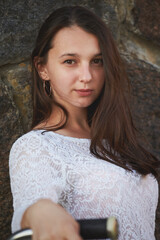 Fototapeta premium young woman cyclist
