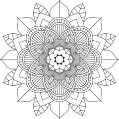 Easy Mandala coloring book simple and basic for beginners, seniors and children. Set of Mehndi flower pattern for Henna drawing and tattoo. Decoration in ethnic oriental, Indian style.
