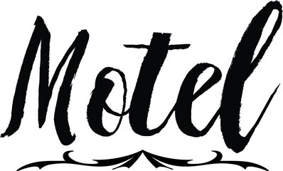 Motel Bold Calligraphy Black Color Text On White Background