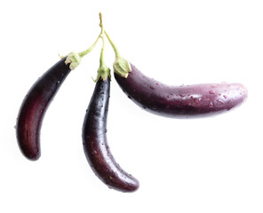 A bunch of eggplants isolated on a white