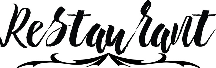 Restaurant Bold Calligraphy Black Color Text On White Background