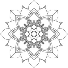 Easy Mandala coloring book simple and basic for beginners, seniors and children. Set of Mehndi flower pattern for Henna drawing and tattoo. Decoration in ethnic oriental, Indian style.