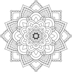 Easy Mandala coloring book simple and basic for beginners, seniors and children. Set of Mehndi flower pattern for Henna drawing and tattoo. Decoration in ethnic oriental, Indian style.