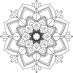 Easy Mandala coloring book simple and basic for beginners, seniors and children. Set of Mehndi flower pattern for Henna drawing and tattoo. Decoration in ethnic oriental, Indian style.