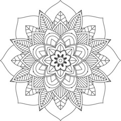 Easy Mandala coloring book simple and basic for beginners, seniors and children. Set of Mehndi flower pattern for Henna drawing and tattoo. Decoration in ethnic oriental, Indian style.