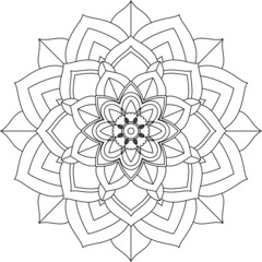 Easy Mandala coloring book simple and basic for beginners, seniors and children. Set of Mehndi flower pattern for Henna drawing and tattoo. Decoration in ethnic oriental, Indian style.