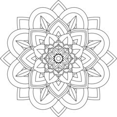 Easy Mandala coloring book simple and basic for beginners, seniors and children. Set of Mehndi flower pattern for Henna drawing and tattoo. Decoration in ethnic oriental, Indian style.