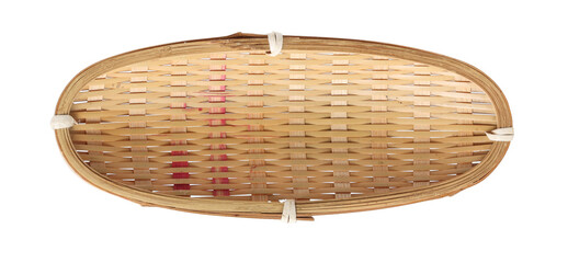 vintage Thai wicker tray on white background