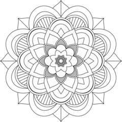 Easy Mandala coloring book simple and basic for beginners, seniors and children. Set of Mehndi flower pattern for Henna drawing and tattoo. Decoration in ethnic oriental, Indian style.