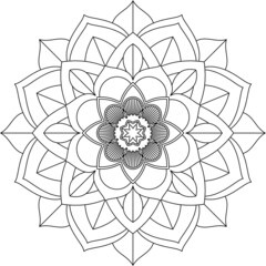 Easy Mandala coloring book simple and basic for beginners, seniors and children. Set of Mehndi flower pattern for Henna drawing and tattoo. Decoration in ethnic oriental, Indian style.