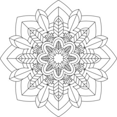 Easy Mandala coloring book simple and basic for beginners, seniors and children. Set of Mehndi flower pattern for Henna drawing and tattoo. Decoration in ethnic oriental, Indian style.
