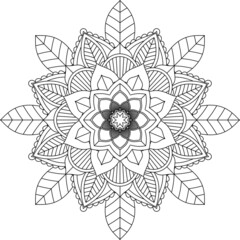 Easy Mandala coloring book simple and basic for beginners, seniors and children. Set of Mehndi flower pattern for Henna drawing and tattoo. Decoration in ethnic oriental, Indian style.