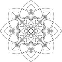 Easy Mandala coloring book simple and basic for beginners, seniors and children. Set of Mehndi flower pattern for Henna drawing and tattoo. Decoration in ethnic oriental, Indian style.
