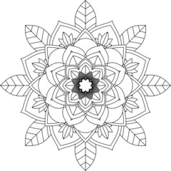 Easy Mandala coloring book simple and basic for beginners, seniors and children. Set of Mehndi flower pattern for Henna drawing and tattoo. Decoration in ethnic oriental, Indian style.