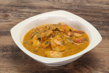 Traditional thai curry chicken soup