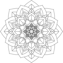 Fototapeta premium Easy Mandala coloring book simple and basic for beginners, seniors and children. Set of Mehndi flower pattern for Henna drawing and tattoo. Decoration in ethnic oriental, Indian style.
