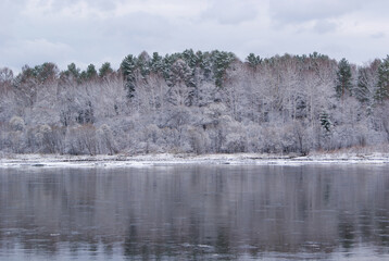 Trees in the frost above the river