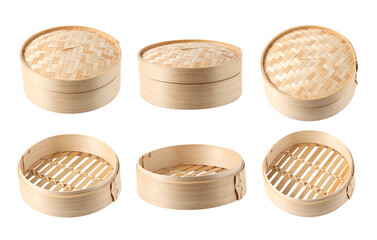 Chinese bamboo basket on white background