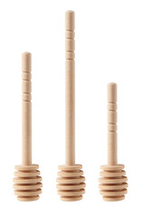 group of wooden honey spoon on white background