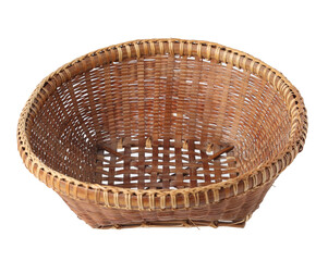 vintage Thai wicker basket on white background