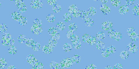 Light blue, green vector natural backdrop with flowers.