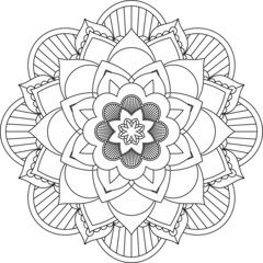Easy Mandala coloring book simple and basic for beginners, seniors and children. Set of Mehndi flower pattern for Henna drawing and tattoo. Decoration in ethnic oriental, Indian style.