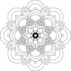 Easy Mandala coloring book simple and basic for beginners, seniors and children. Set of Mehndi flower pattern for Henna drawing and tattoo. Decoration in ethnic oriental, Indian style.