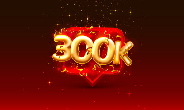 Thank you followers peoples, 300k online social group, happy banner celebrate, Vector