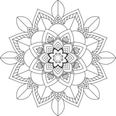 Easy Mandala coloring book simple and basic for beginners, seniors and children. Set of Mehndi flower pattern for Henna drawing and tattoo. Decoration in ethnic oriental, Indian style.