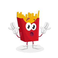 Fried fries Logo mascot surprise pose