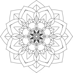 Easy Mandala coloring book simple and basic for beginners, seniors and children. Set of Mehndi flower pattern for Henna drawing and tattoo. Decoration in ethnic oriental, Indian style.