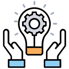 concept of creative business idea generation flat icon 
