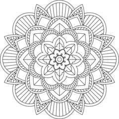Easy Mandala coloring book simple and basic for beginners, seniors and children. Set of Mehndi flower pattern for Henna drawing and tattoo. Decoration in ethnic oriental, Indian style.