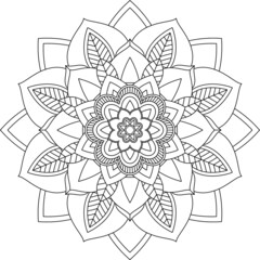 Easy Mandala coloring book simple and basic for beginners, seniors and children. Set of Mehndi flower pattern for Henna drawing and tattoo. Decoration in ethnic oriental, Indian style.
